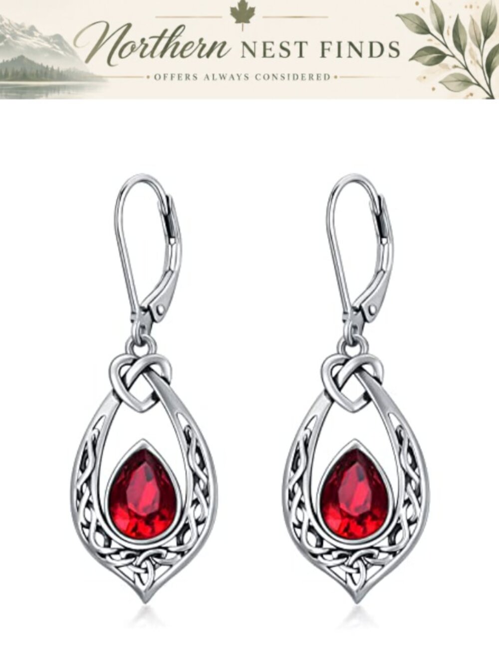 Celtic Knot Dangle Earrings 925 Sterling Silver Oxidized Leverback
